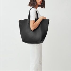 Cuyana black pebbled leather satchel